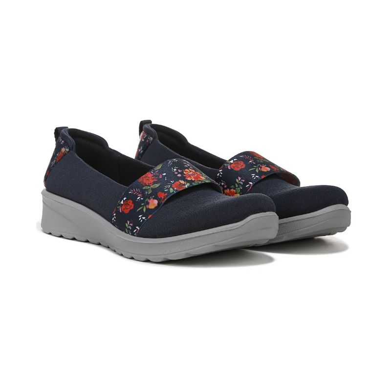 Bzees Women's Gracie Slip On Loafer-Navy Floral Fabric