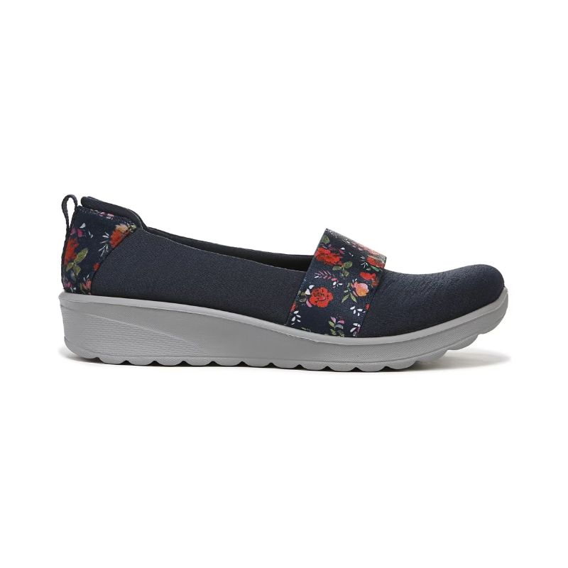 Bzees Women's Gracie Slip On Loafer-Navy Floral Fabric